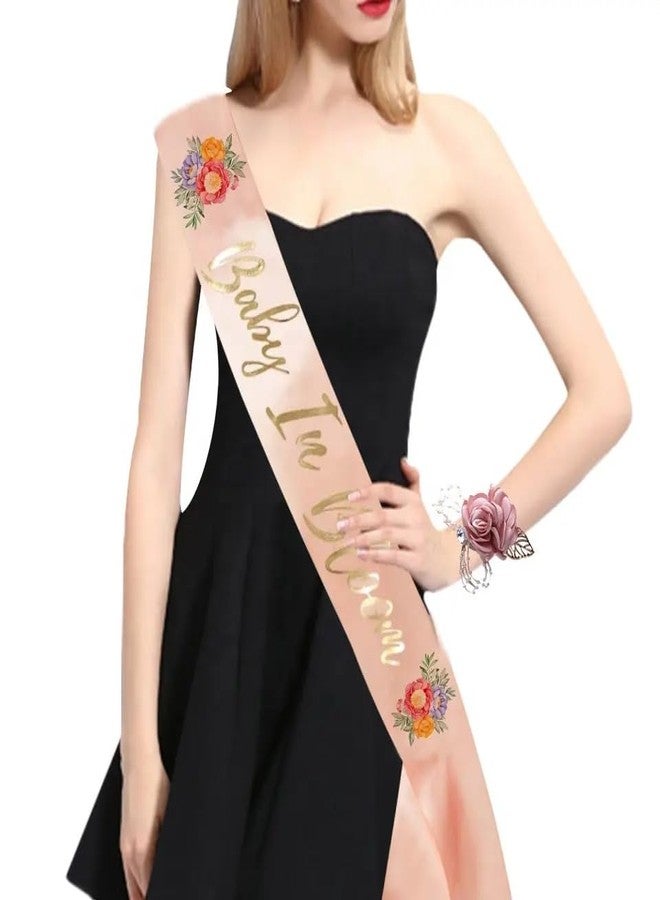 PATICARRY HAPPYLAND Baby in Bloom Peach Sash & Wrist Corsage - Floral Baby Shower Decor for Mom to Be - Elegant Maternity Accessory with Boho Touch - New Mom Gifts for Gender Reveal Party - Image 2